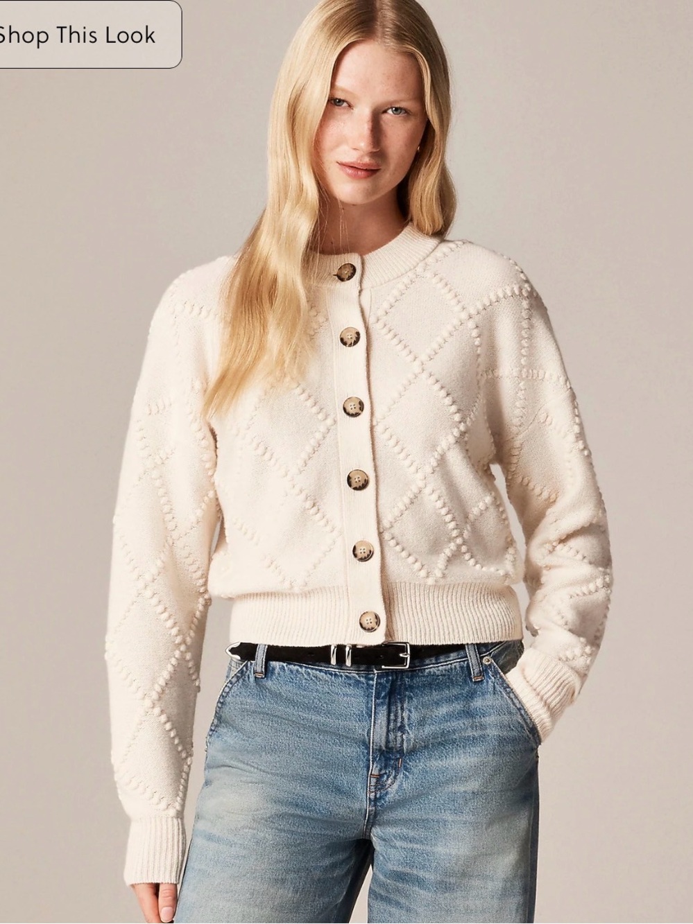 NWT J. Crew Popcorn Stitch Cardigan in Vintage Wool sz M